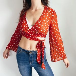 Floral Cross Tie Crop Top size S
